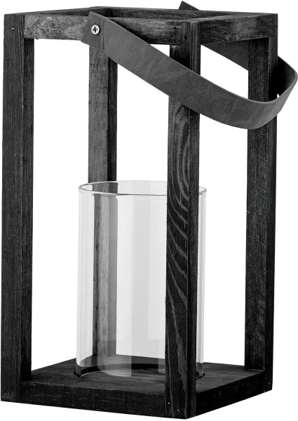 BLOOMINGVILLE Lyra Lanterne m/Glas, Sort, Fyr
