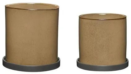 Hübsch Era Potte Beige Sæt af 2